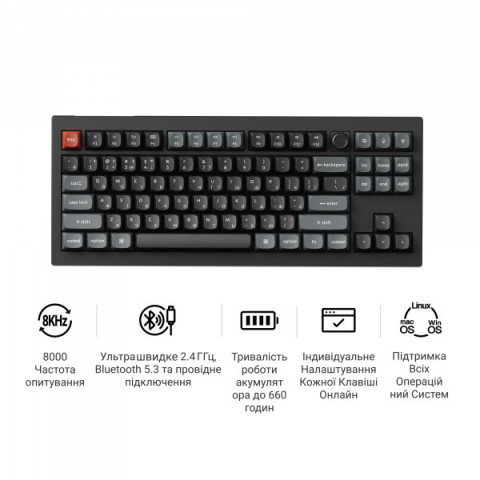 Клавіатура бездротова Keychron V3 Ultra Keychron Red Switch Black RGB (V3U-D1-UA) Купити в Україні