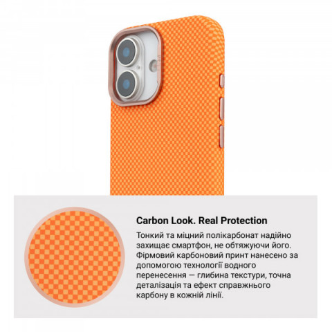 Чохол ArmorStandart LikeCarbon2 SE MagCase для Apple iPhone 17 Kevlar Orange Rose Gold (ARM89167)