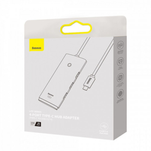 USB-Хаб Baseus Lite Series 4-in-1 (Type-C to USB 3.0*4 ) (1m) black Купити в Україні