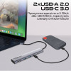 Концентратор USB Type-C Promate LinkHub-5x 5 in 1 Grey (linkhub-5x)