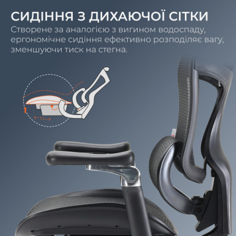 Крісло офісне з підставкою для ніг Sihoo DORO C300 Pro Mesh Black with footrest (DORO-C300-PRO-M101-JT) Купити в Україні