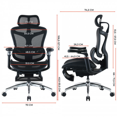 Крісло офісне з підставкою для ніг Sihoo DORO C300 Pro Mesh Black with footrest (DORO-C300-PRO-M101-JT) Купити в Україні