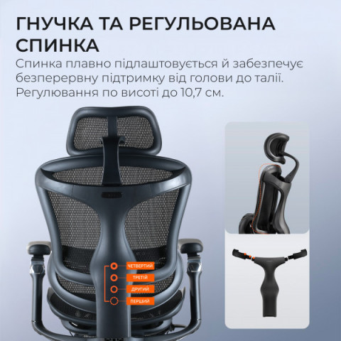 Крісло офісне з підставкою для ніг Sihoo DORO C300 Pro Mesh Black with footrest (DORO-C300-PRO-M101-JT) Купити в Україні