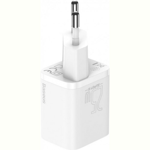 Мережевий зарядний пристрій Baseus Super Silicone PD Charger 25W (1Type-C) White (TZCCSUP-L02) + кабель Type-C