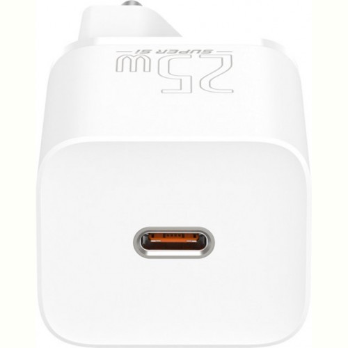 Мережевий зарядний пристрій Baseus Super Silicone PD Charger 25W (1Type-C) White (TZCCSUP-L02) + кабель Type-C