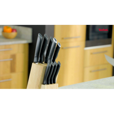 Ніж для хліба Tefal Comfort, з чохлом, 20см, нержавіюча сталь, пластик, чорний