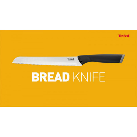 Ніж для хліба Tefal Comfort, з чохлом, 20см, нержавіюча сталь, пластик, чорний