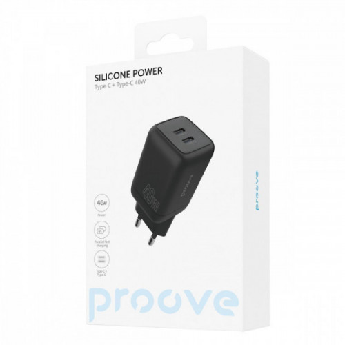 МЗП Proove Silicone Power 40W (Type-C + Type-C) black Купити в Україні