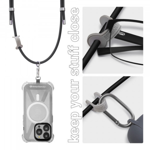 Ремінець для смартфону ArmorStandart Silicone Rope Titanium Black with Grey holder (ARM76273)