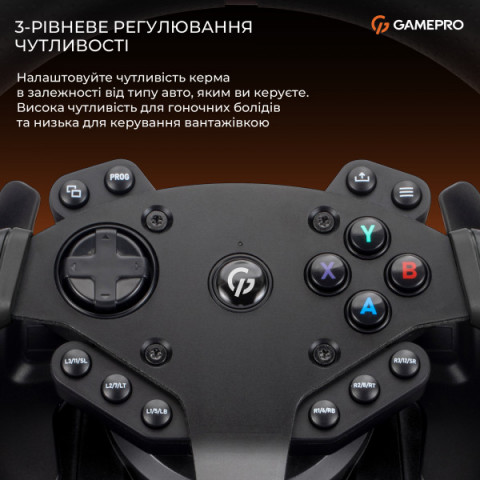 Ігрове кермо GamePro RW575PM з педалями та коробкою передач XBOX ONE/PS4/PS3/PC/SWITCH Купити в Україні