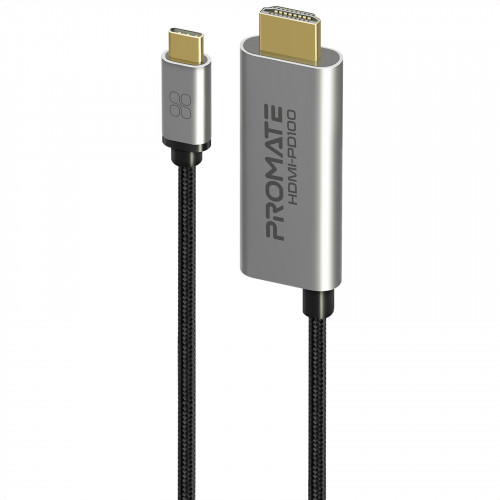 Кабель Promate USB Type-C - HDMI V 2.0 (M/M), 1.8 м, HDMI-PD100 Grey (hdmi-pd100.grey)