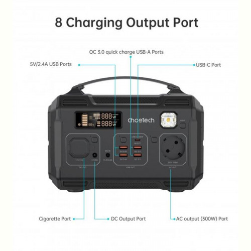 Зарядна станція Choetech (BS002-V2) 300W/276Wh/83200mAh Portable Power Station