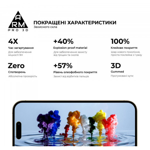 Захисне скло ArmorStandart Pro 3D для Apple iPhone 16 Pro (ARM78031)