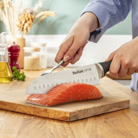 Набір ножів Tefal Ice Force, 5пр., з дерев'яною колодкою, нержавіюча сталь, пластик, чорний