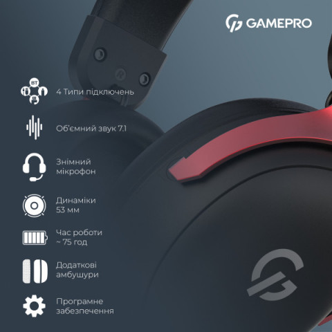 Бездротова ігрова гарнітура GamePro Asgard Freya Pro (HSW201BR) Купити в Україні