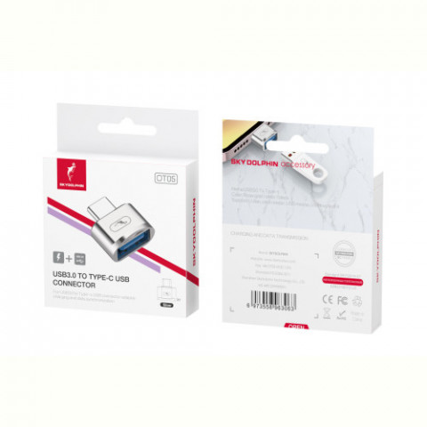 Перехідник SkyDolphin OT05 Mini Type-C - USB silver (ADPT-00030)