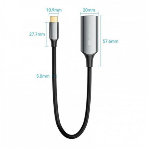 Кабель Vention USB Type-C - HDMI V 2.0, (F/M), 0.25m, Grey (CREBC)