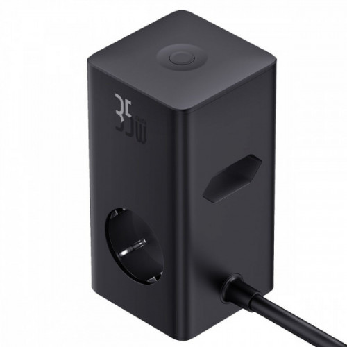 Мережевий фільтр Baseus Power Combo Tower Digital (3*AC+2*USB+2*Type-C 35W 1.5m) black Купити в Україні