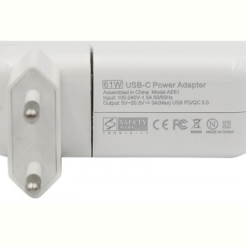 Блок живлення PowerPlant для ноутбуков Apple 220V, 20V 61W (USB Type-C) (AP61HCUSB)