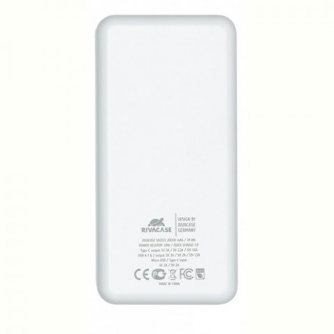 Універсальна мобільна батарея Rivacase VA2572 20000 mAh White (PB931088)