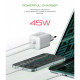Мережевий зарядний пристрій ArmorStandart AR372 45W GaN Type-C + USB-A White (ARM77550)