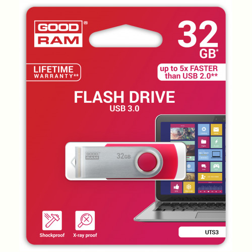 Флеш-накопичувач USB3.0 32GB GOODRAM UTS3 (Twister) Red (UTS3-0320R0R11)