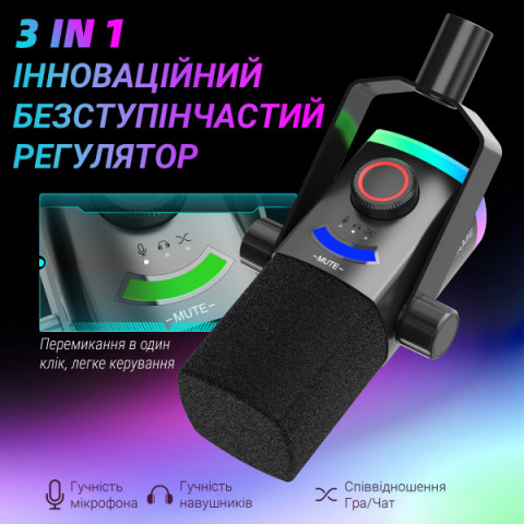 Мікрофон динамічний Fifine AM8PROT USB/XLR Black Купити в Україні
