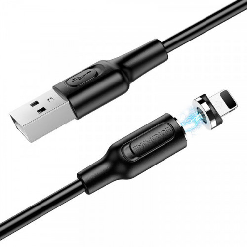 Кабель Borofone BX41 USB - Lightning, 1 м, магнітний, Black (BX41LB)