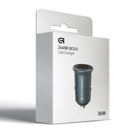 Автомобільний зарядний пристрій ArmorStandart 2xUSB QC3.0 Grey (ARM65438)