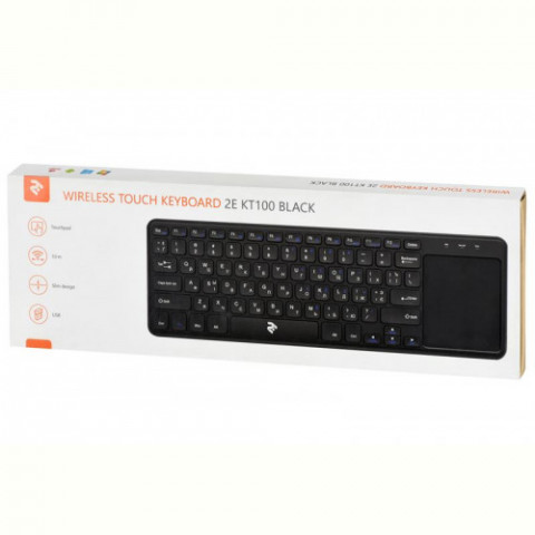 Клавіатура бездротова 2E KT100 WL Ukr (2E-KT100WB) Black USB