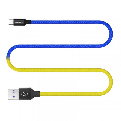 Кабель ColorWay USB-USB Type-C, 2.4А, 1м, Blue/Yellow (CW-CBUC052-BLY)