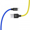 Кабель ColorWay USB-USB Type-C, 2.4А, 1м, Blue/Yellow (CW-CBUC052-BLY)