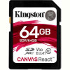 Карта пам`ятi SDXC 64GB UHS-I/U3 Class 10 Kingston Canvas React R100/W80MB/s (SDR/64GB)