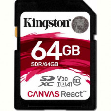 Карта пам`ятi SDXC 64GB UHS-I/U3 Class 10 Kingston Canvas React R100/W80MB/s (SDR/64GB)