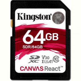 Карта пам`ятi SDXC 64GB UHS-I/U3 Class 10 Kingston Canvas React R100/W80MB/s (SDR/64GB)