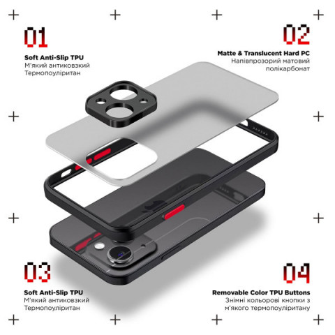 Чохол ArmorStandart Frosted Matte для Xiaomi Redmi 13 4G / Poco M6 4G Black (ARM78268)