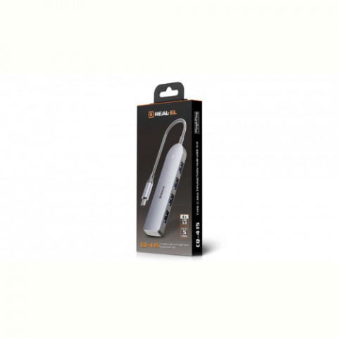 USB-хаб REAL-EL CQ-415 USB Type-C 4-в-1