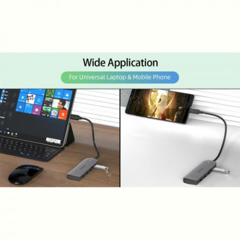 USB-хаб REAL-EL CQ-415 USB Type-C 4-в-1
