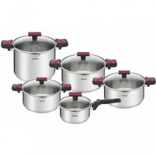 Набір посуду Tefal Cook&Clip, 10предметів, нержавіюча сталь,бакеліт, скло