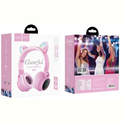 Bluetooth-гарнітура Hoco W27 Cat Ear Pink (W27P)