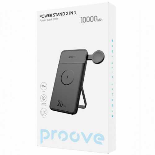 Портативна Батарея/Бездротовий ЗП Proove Power Stand 2 in 1 20W 10000mAh black Купити в Україні