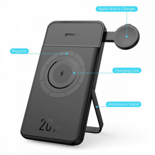 Портативна Батарея/Бездротовий ЗП Proove Power Stand 2 in 1 20W 10000mAh black Купити в Україні