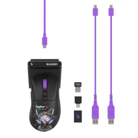 Миша ігрова бездротова Bloody R73 Ultra Duo (Cypher Ghost), колір чорний з малюнком