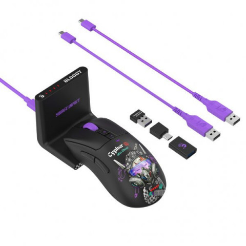 Миша ігрова бездротова Bloody R73 Ultra Duo (Cypher Ghost), колір чорний з малюнком