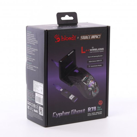 Миша ігрова бездротова Bloody R73 Ultra Duo (Cypher Ghost), колір чорний з малюнком