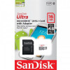 Карта пам`ятi MicroSDHC 16GB UHS-I Class 10 SanDisk Ultra + SD-adapter (SDSQUNS-016G-GN3MA)