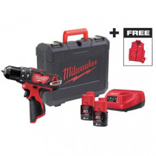 Шурупокрут-дриль акумуляторний Milwaukee M12 BPD-202C 12В 2х2А·год 30Нм 0·1500об/хв ЗП C12C жилет кейс 1.2кг