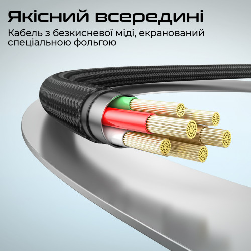 Кабель Promate USB Type-C - USB Type-C (M/M), 3 A, 60 W, 1.2 м, Springy Black (springy.black)