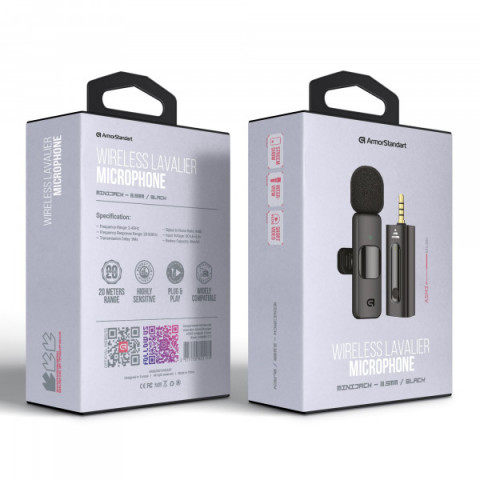 Бездротовий петличний мікрофон ArmorStandart ASM3 minijack 3.5mm black (ARM80117)