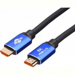 Кабель ATcom HDMI - HDMI V 2.1 (M/M), Real 8K 48Gbps, 10 м, чорний/синій (88810)